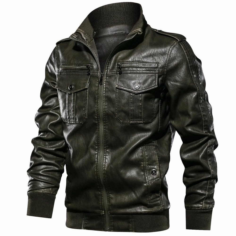 West Louis? Military Style Leather Jacket Essential Fit ReinforcedEdging