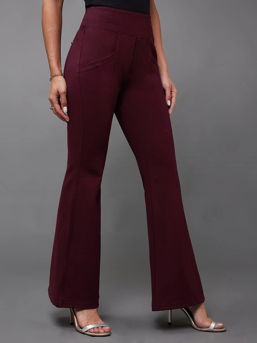All Occasion Crease Ease Women's Wine Regular-Length Viscose Rayon Bootcut Trouser