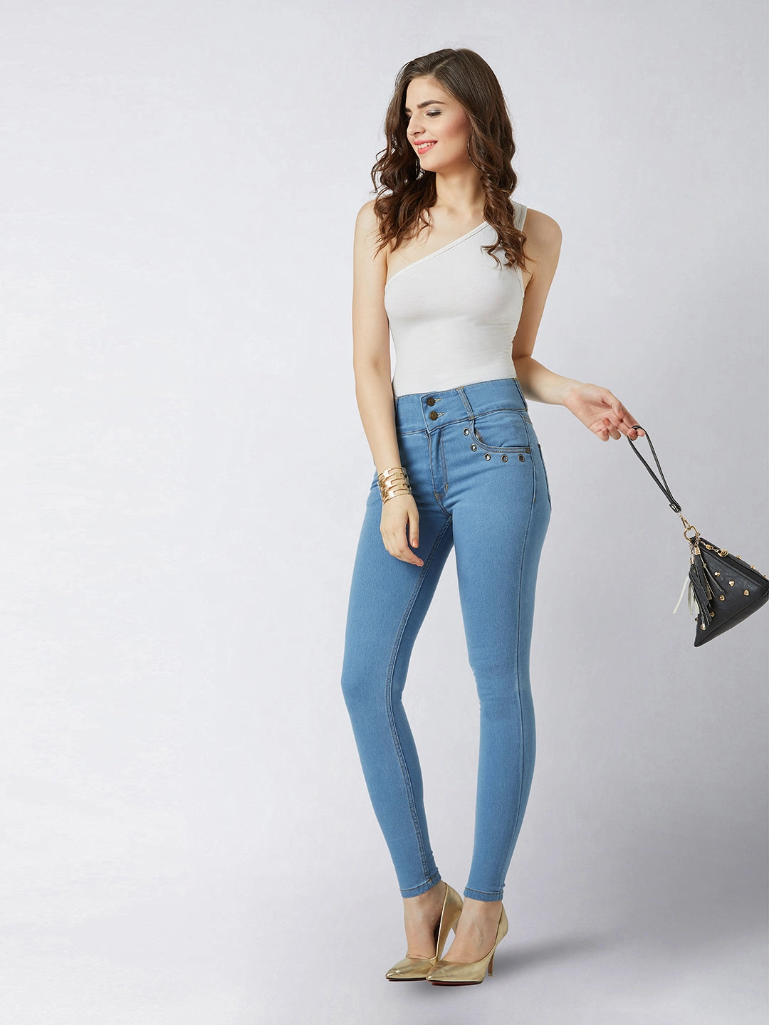 Effortless Choice Women's Blue Skinny-Fit High-Rise Regular Length Stretchable Denim Pants