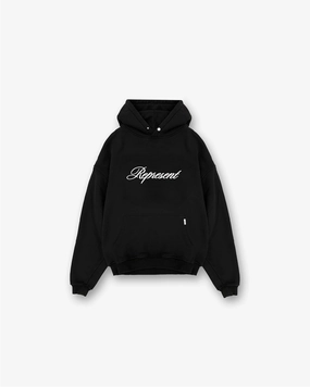 Branded Look Script Logo Hoodie - Black