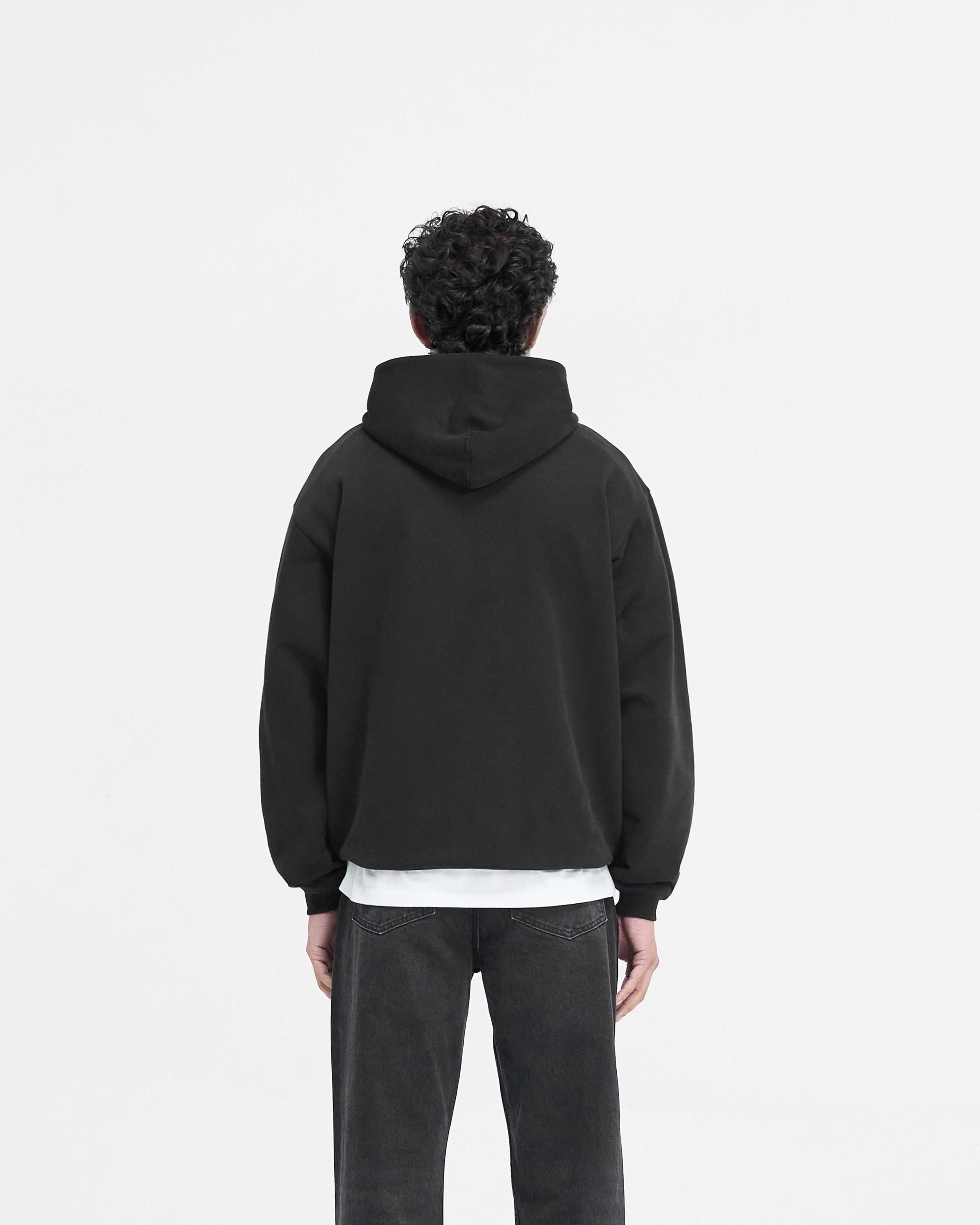 Low Profile Design Script Logo Hoodie - Black