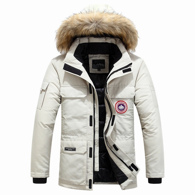 West Louis? Polar Windproof Fur Hooded Parka BreathableFabric Basic Layers