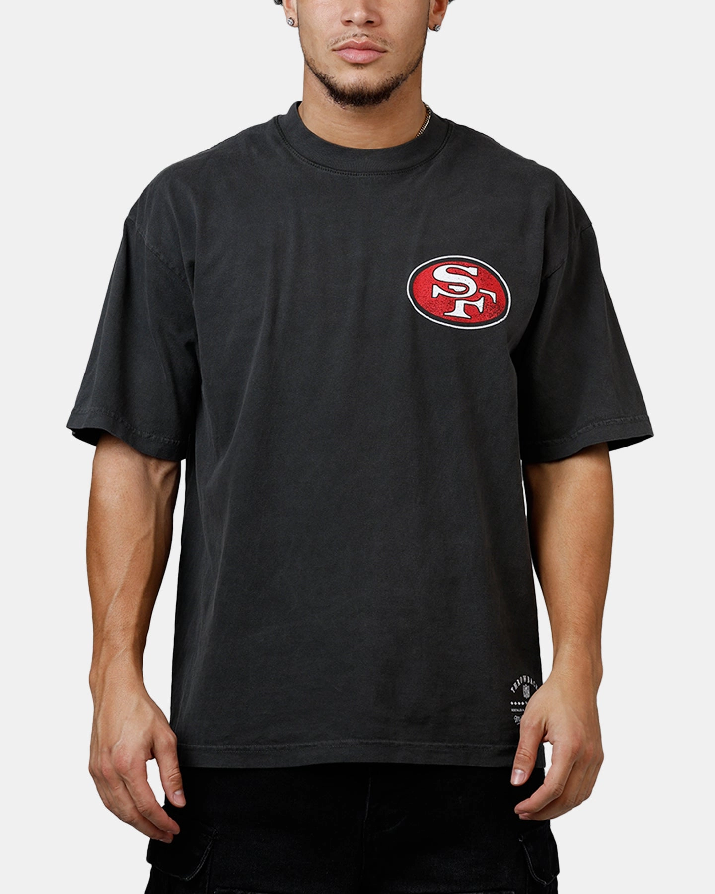 NonChafeCollarTech Mitchell & Ness San Francisco 49ers Alter Ego Vintage T-Shirt Faded Black