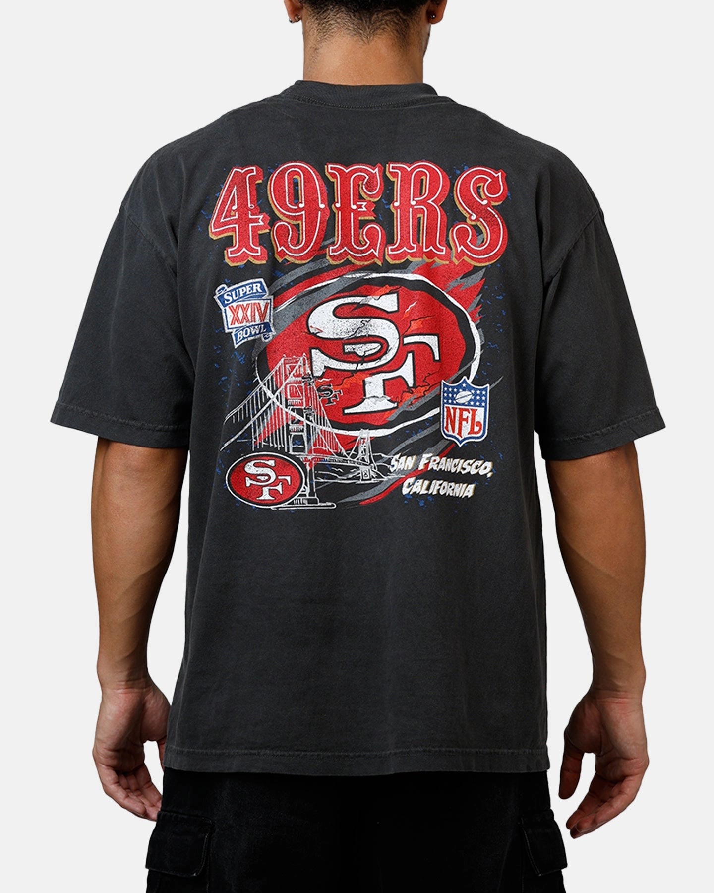 Mitchell & Ness San Francisco 49ers Alter Ego Vintage T-Shirt Faded Black Ventilated Panels MinimalistDesign