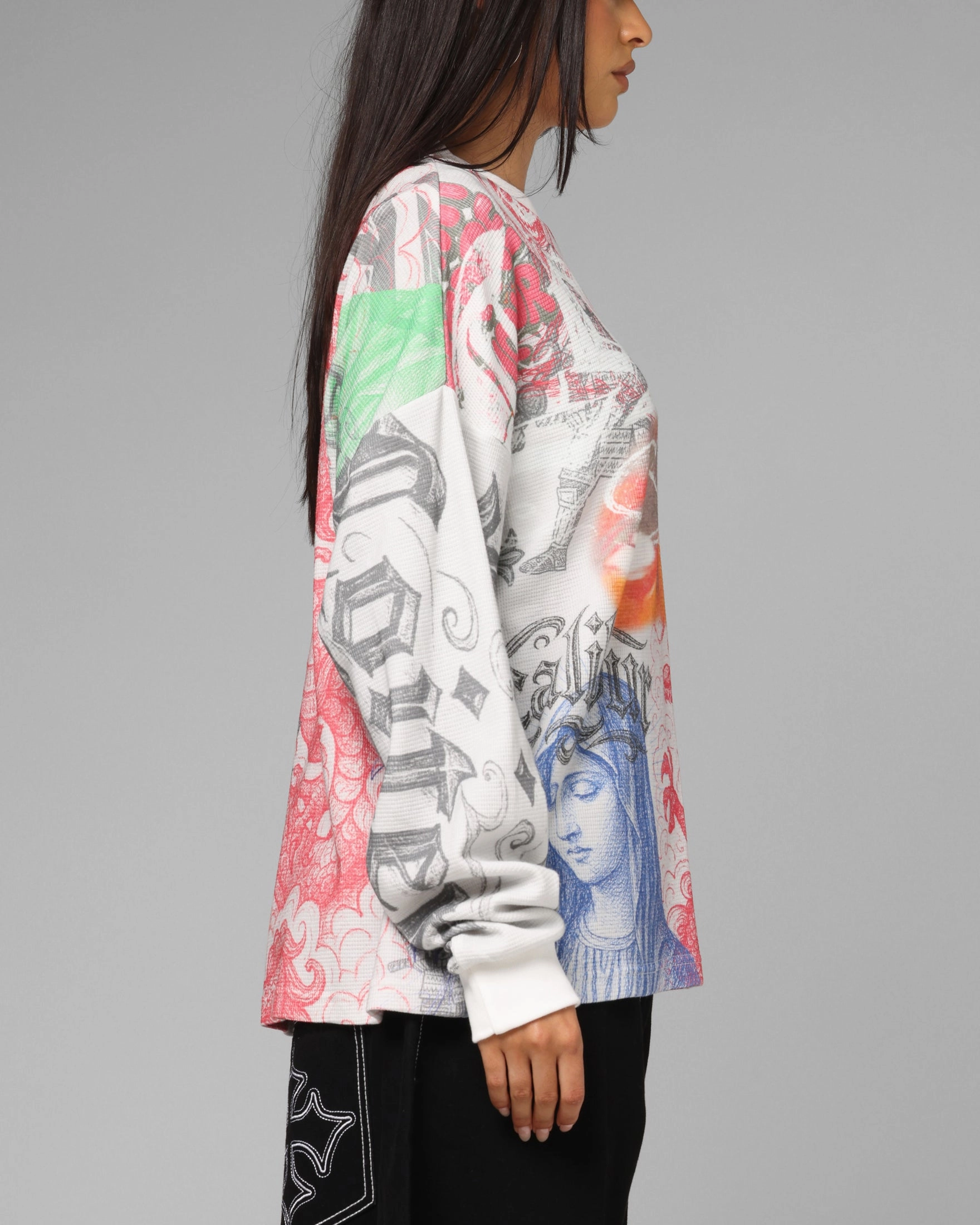 AllDay Comfort Tech Loiter Sketch Book Long Sleeve T-Shirt White