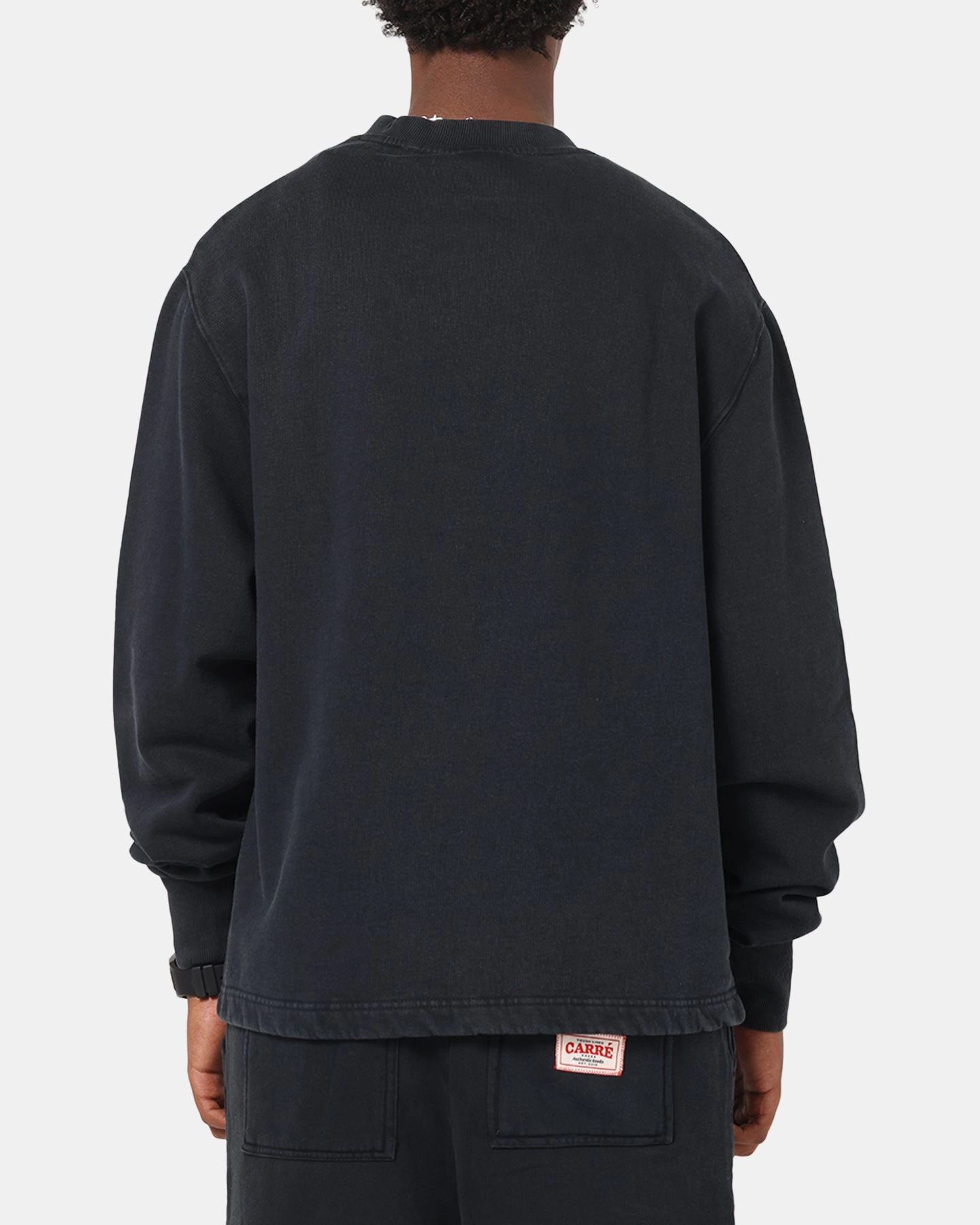 Carre Rivet Crewneck Charcoal RaglanSleeve YarnDyedFabric