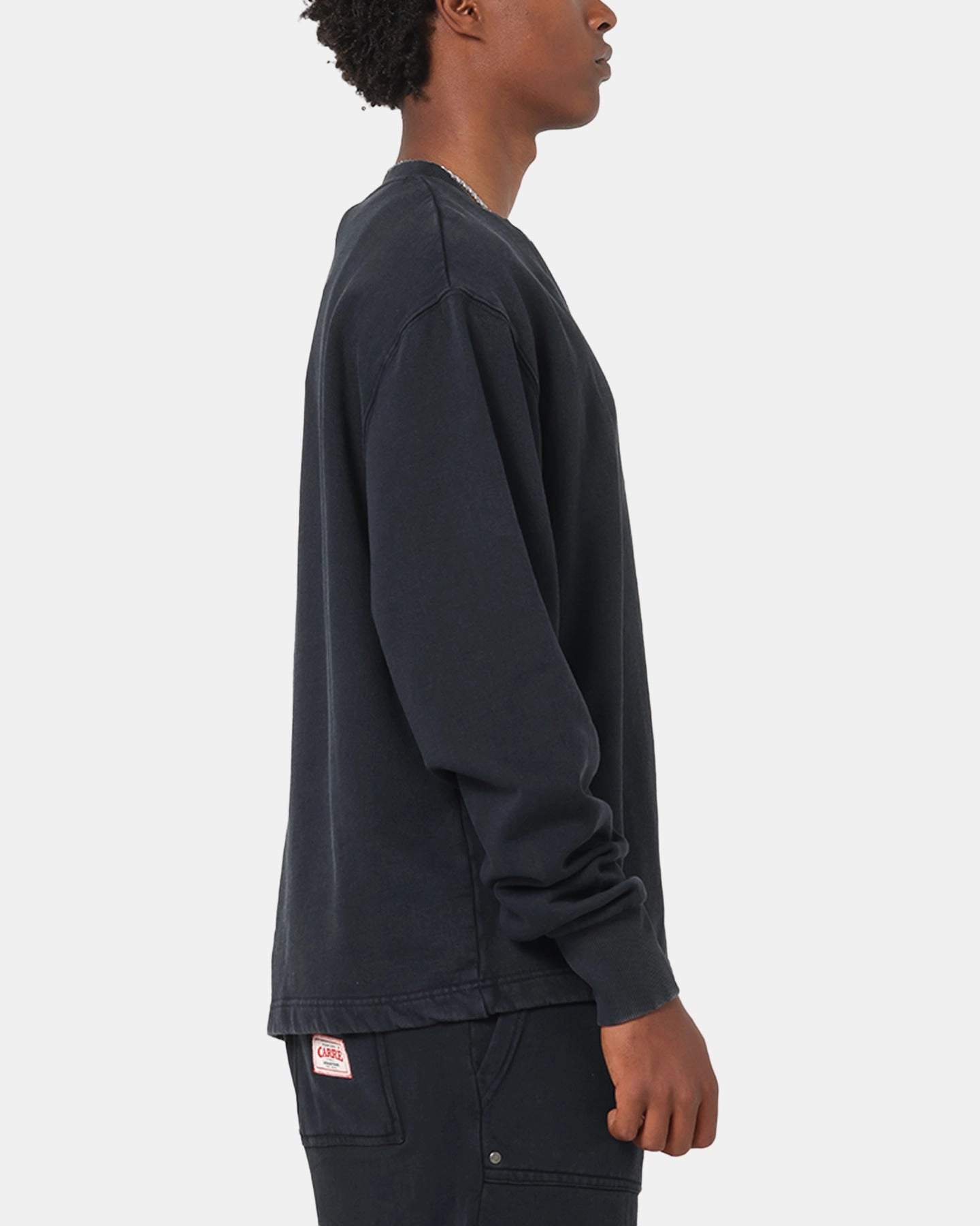 Carre Rivet Crewneck Charcoal AbrasionResistant Fabric Temperature Regulating Textile