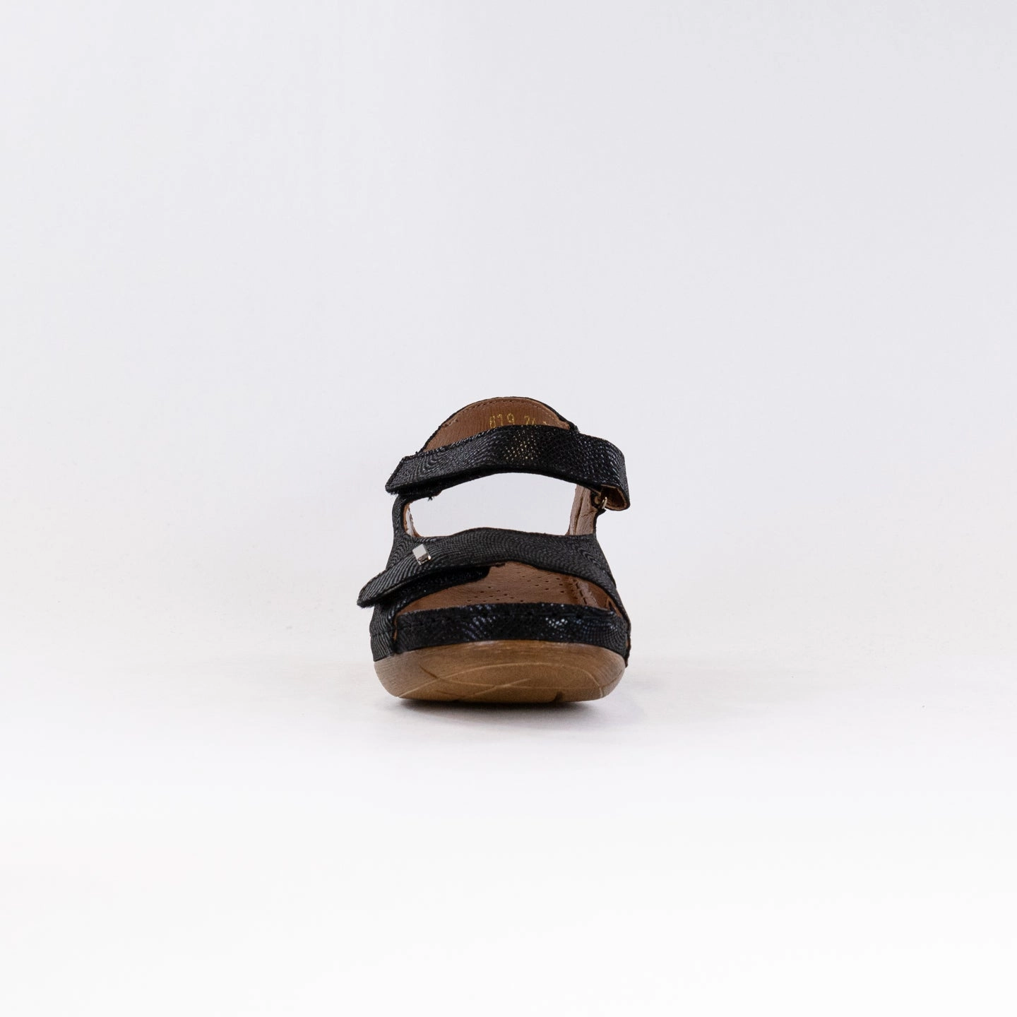 V Italia 619-F23 (Women's) -Black Shimmer Leather studded Comfy Vacation Sandals