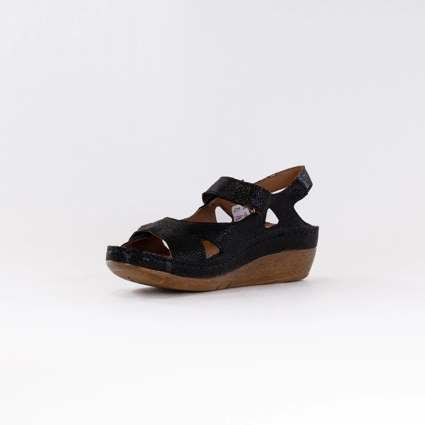 V Italia 619-F23 (Women's) -Black Shimmer Leather Comfortable And Versatile Environmentally Friendly Footbed