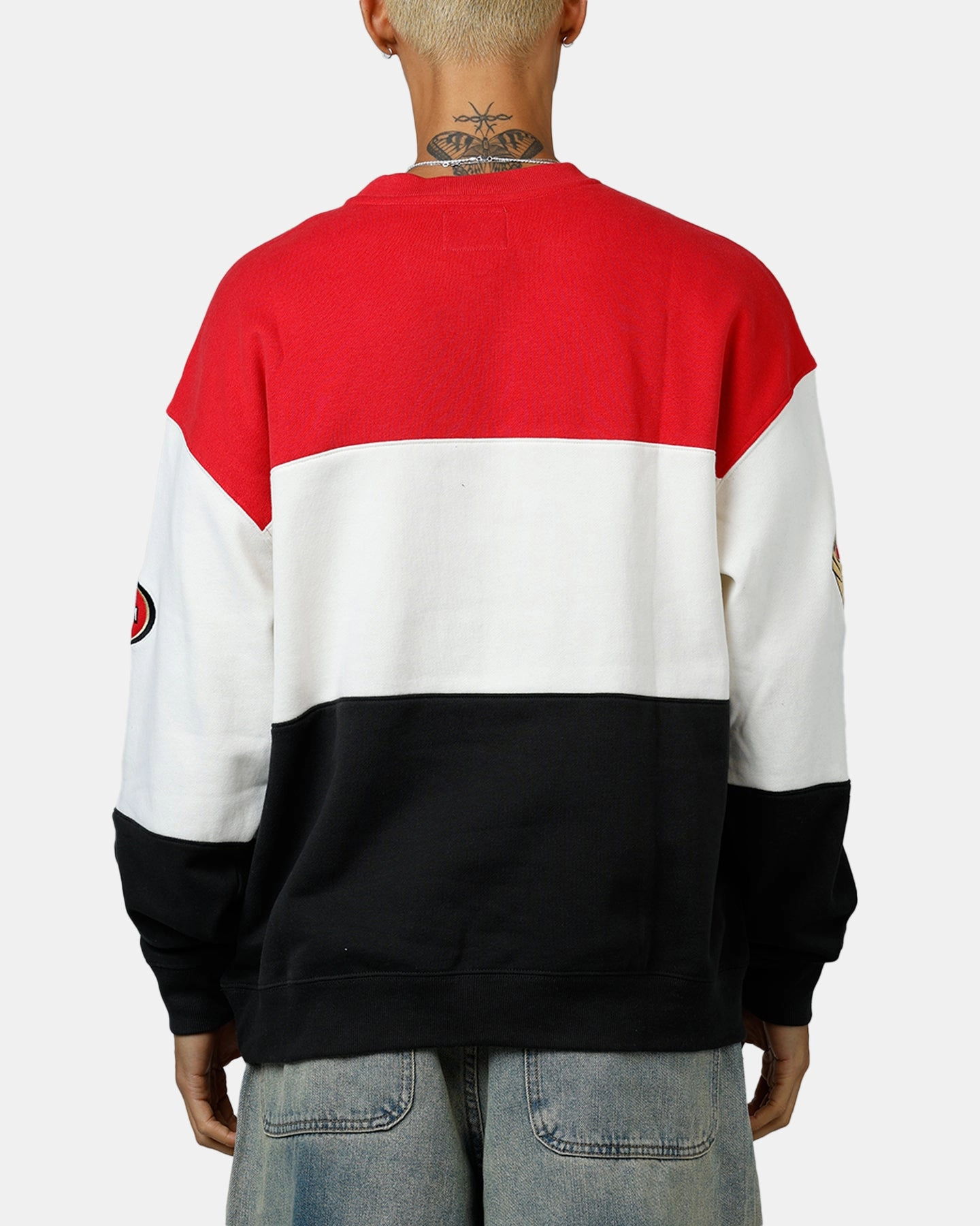 47 Brand San Francisco 49ers Maximalist Crewneck Red/Black Flex Fit Shoulder Construction Garment Washed Softness