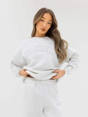 Tonal Varsity Oversized Sweater - Marl White Neutral palette