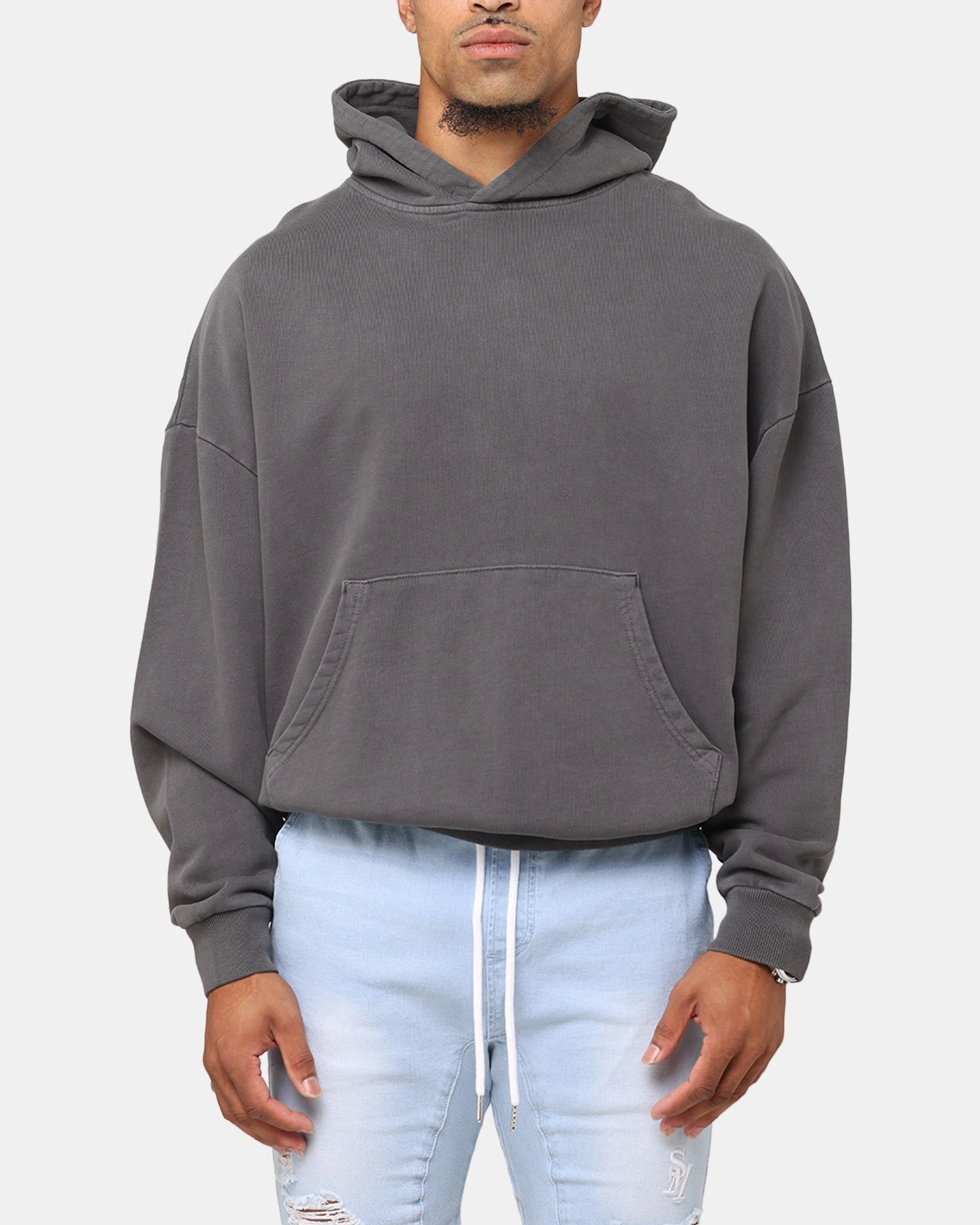 Saint Morta Pericles Applique Hoodie Washed Charcoal Bold Patterns