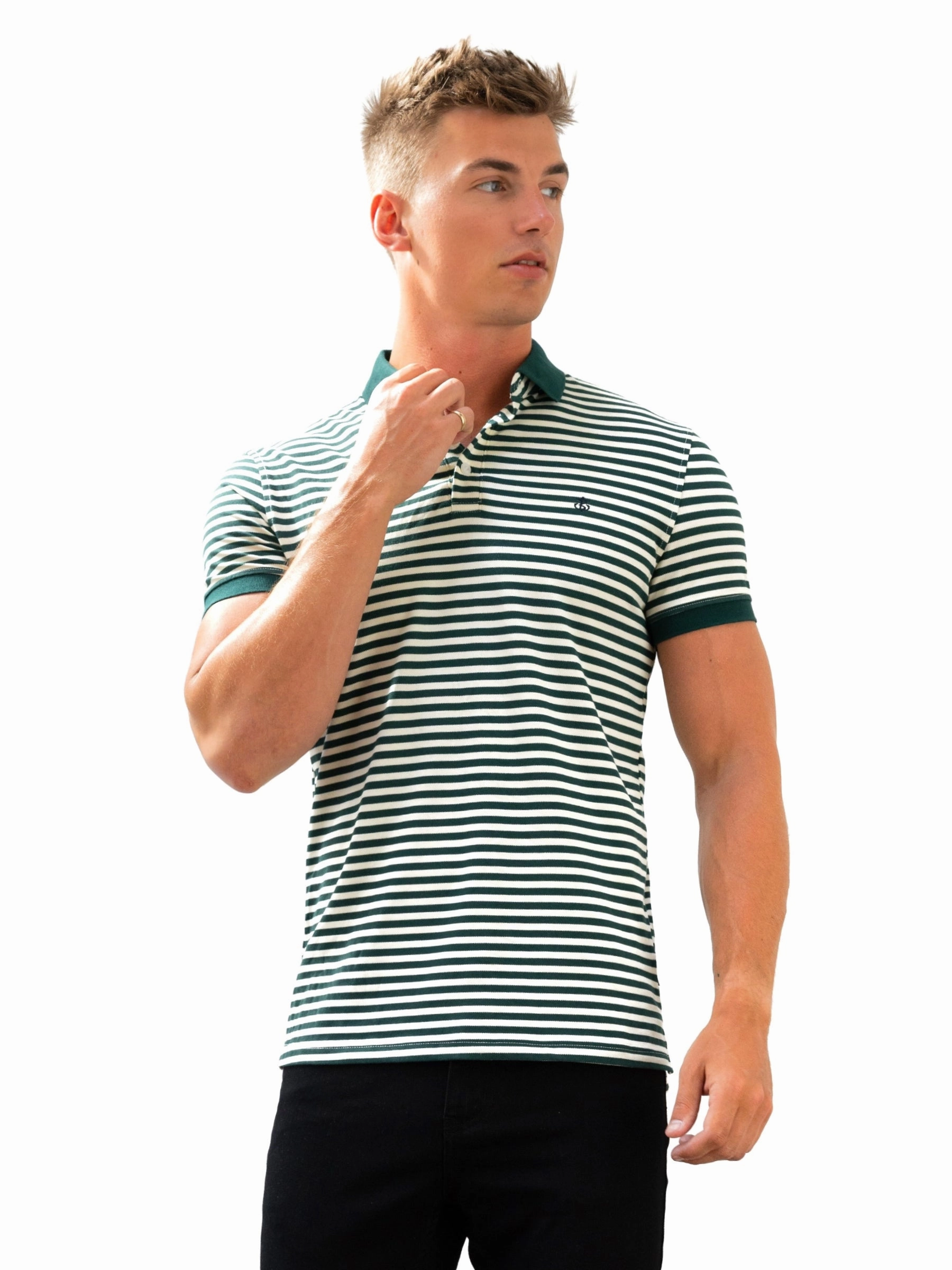 Year-Round Favorite Stripe Polo Shirt - Green