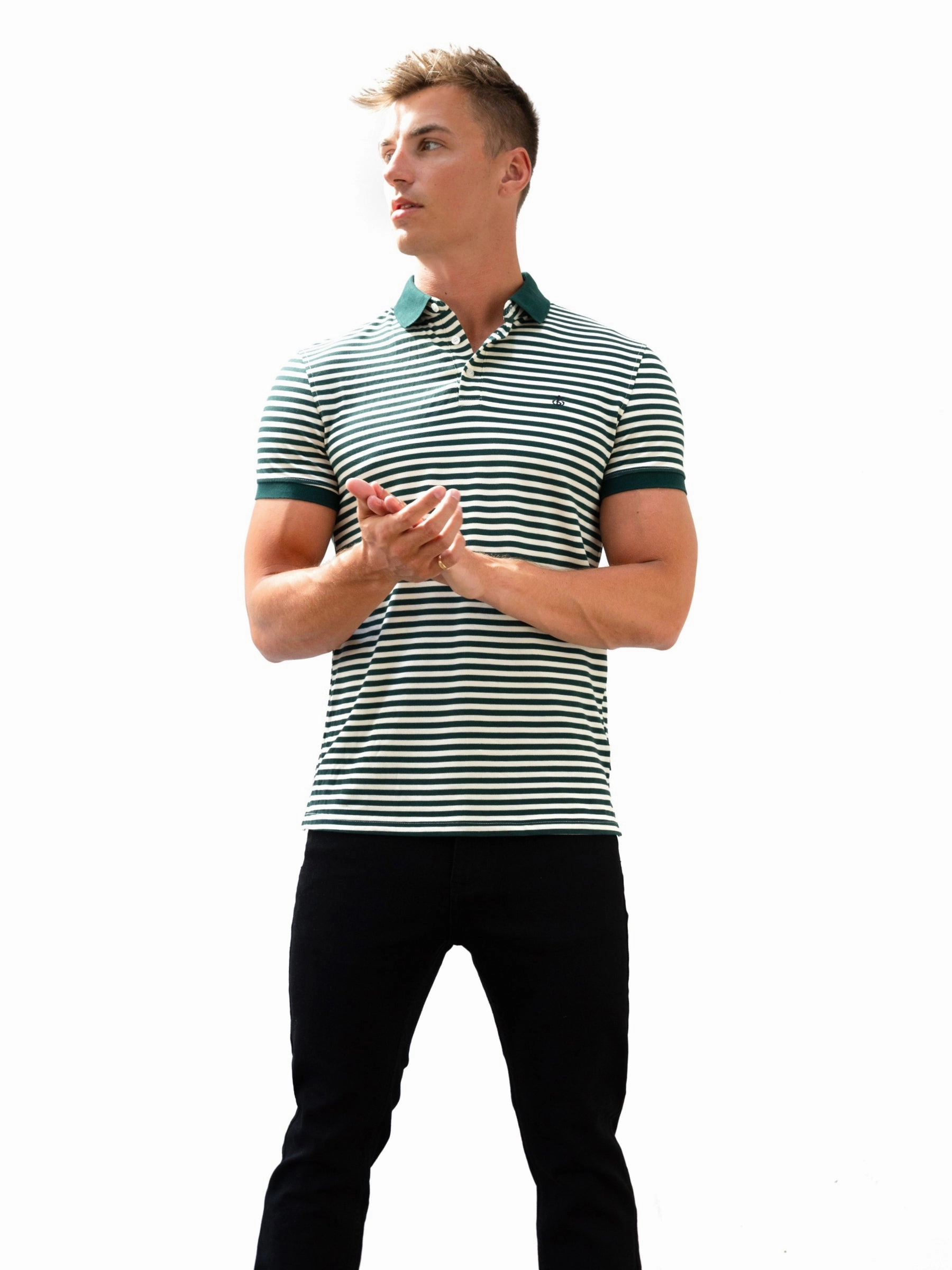 Autumn Look Stripe Polo Shirt - Green