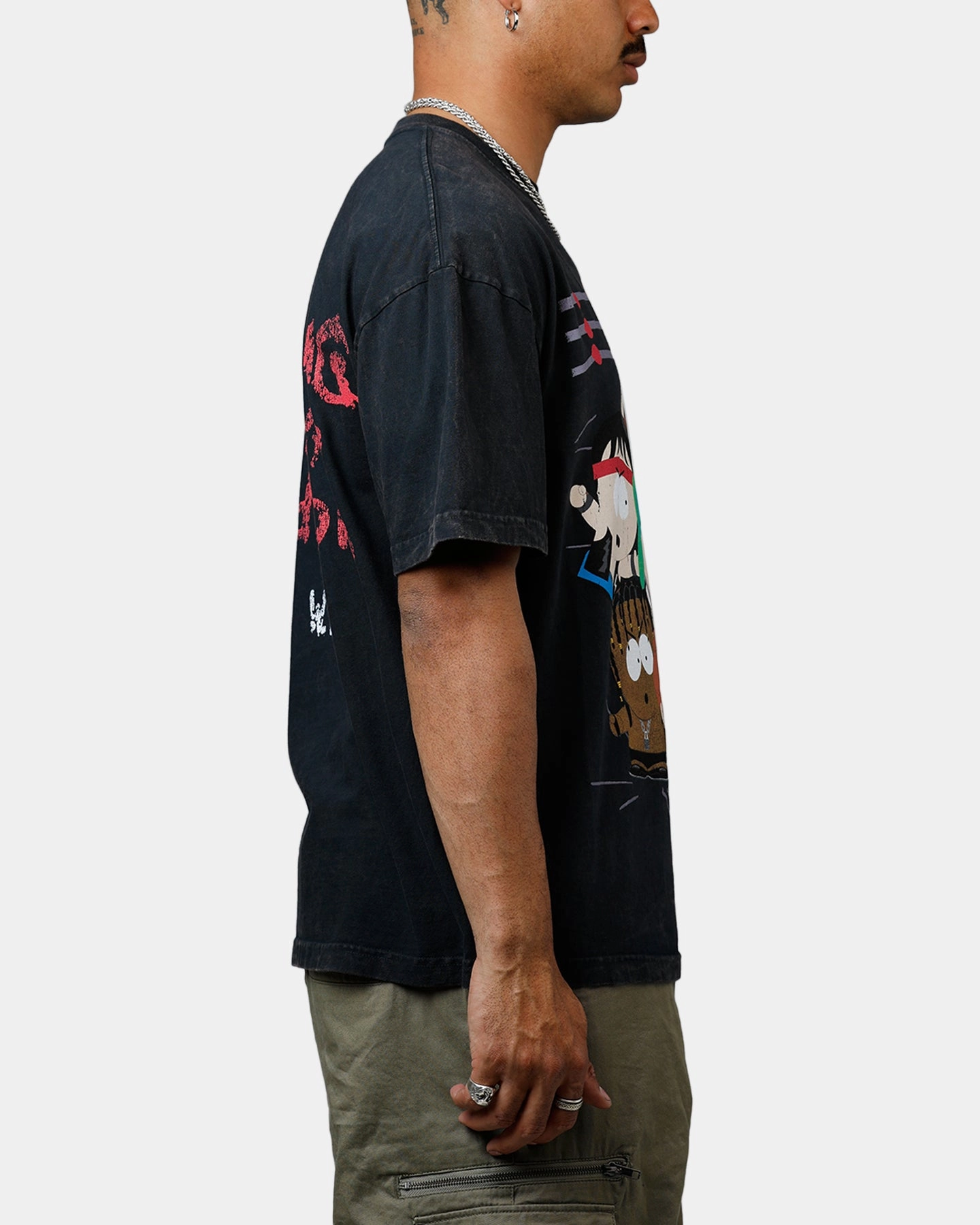 MultiPanelDesign Basic Tee 73 Studio x South Park WTF Heavyweight T-Shirt Black Acidwash