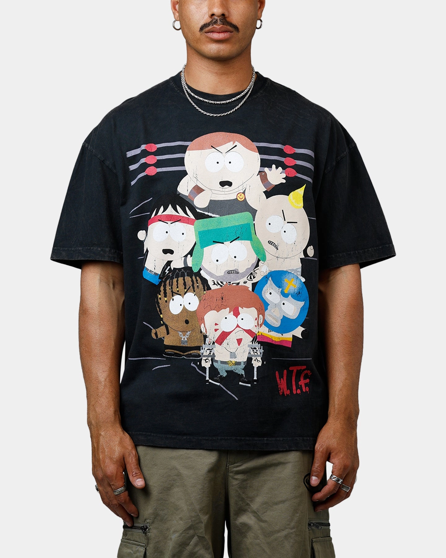 73 Studio x South Park WTF Heavyweight T-Shirt Black Acidwash Breathable Lining