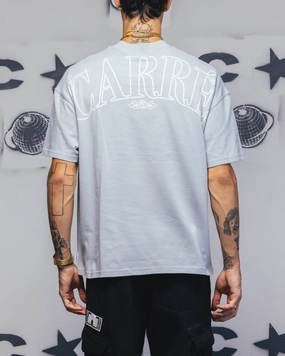 Bonded Seam Durability Carre Bloom T-Shirt Dirty Blue