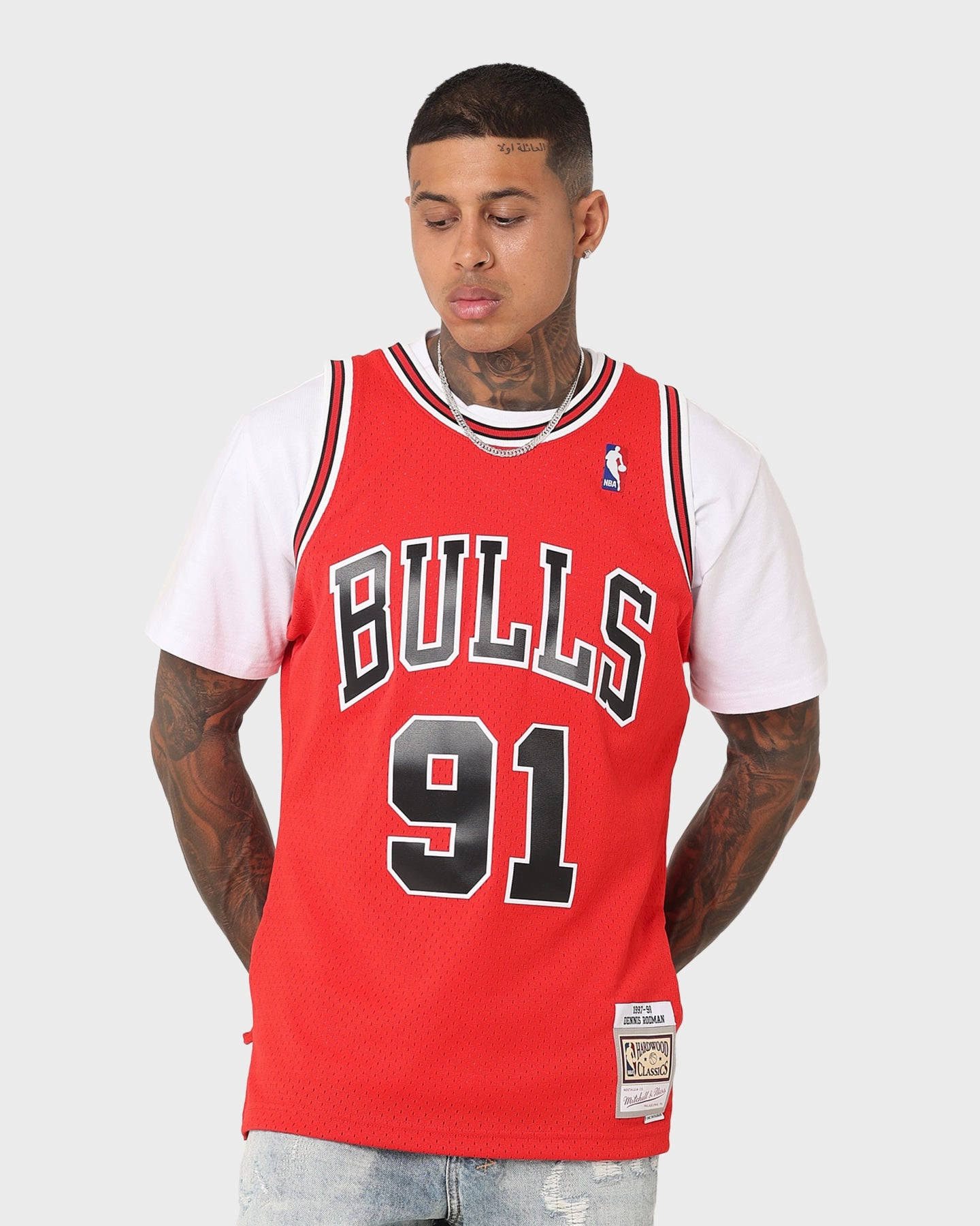 FourWayStretch Mitchell & Ness Chicago Bulls Dennis Rodman '97-'98 #91 Swingman Jersey Red