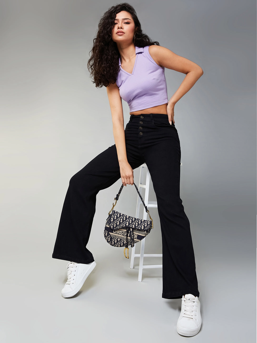 Classic Beach Day Travel Outfit Modern Straight Leg 24/7 Comfort Black Wide-Leg High-Rise Stretchable Denim Jeans