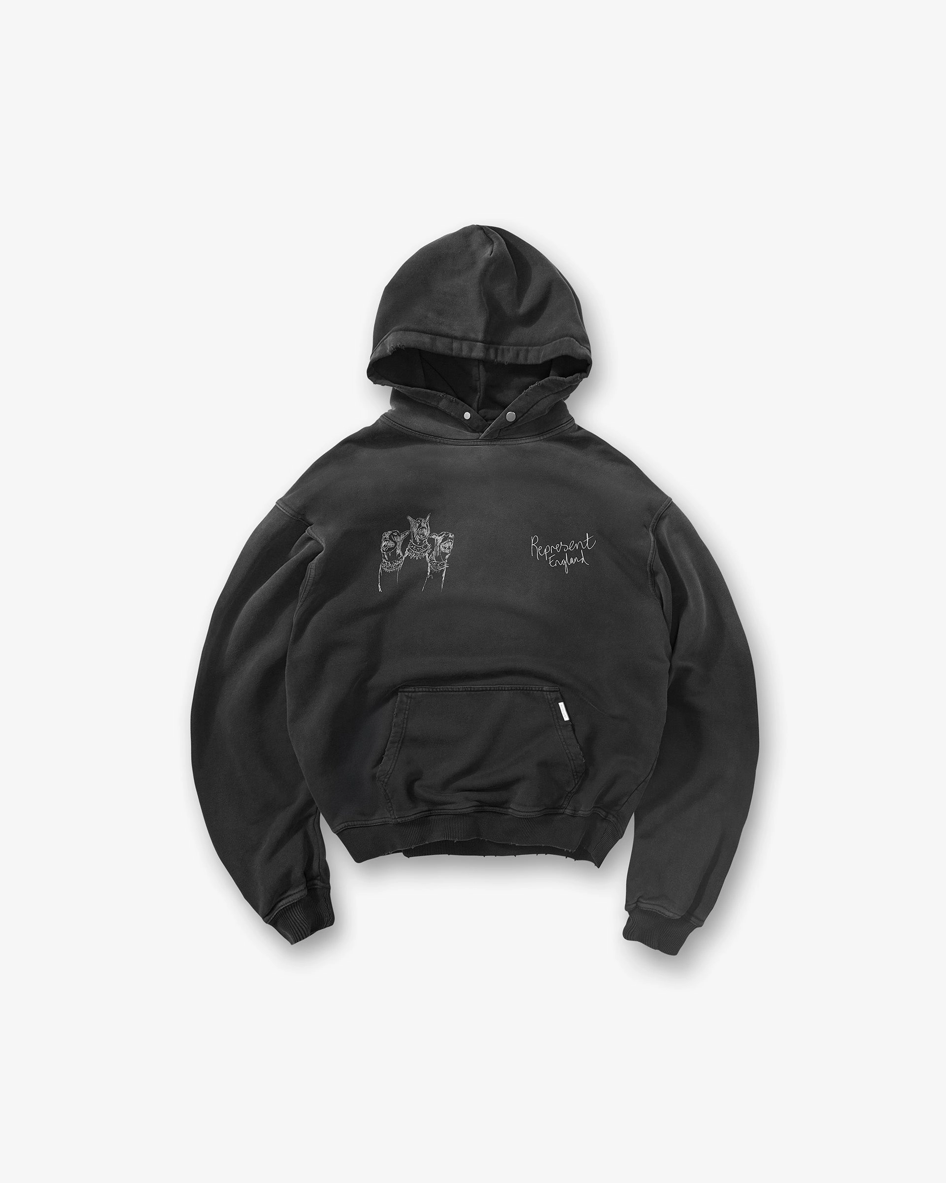 Hand Drawn Thoroughbred Hoodie - Aged Black V neck Street Flex