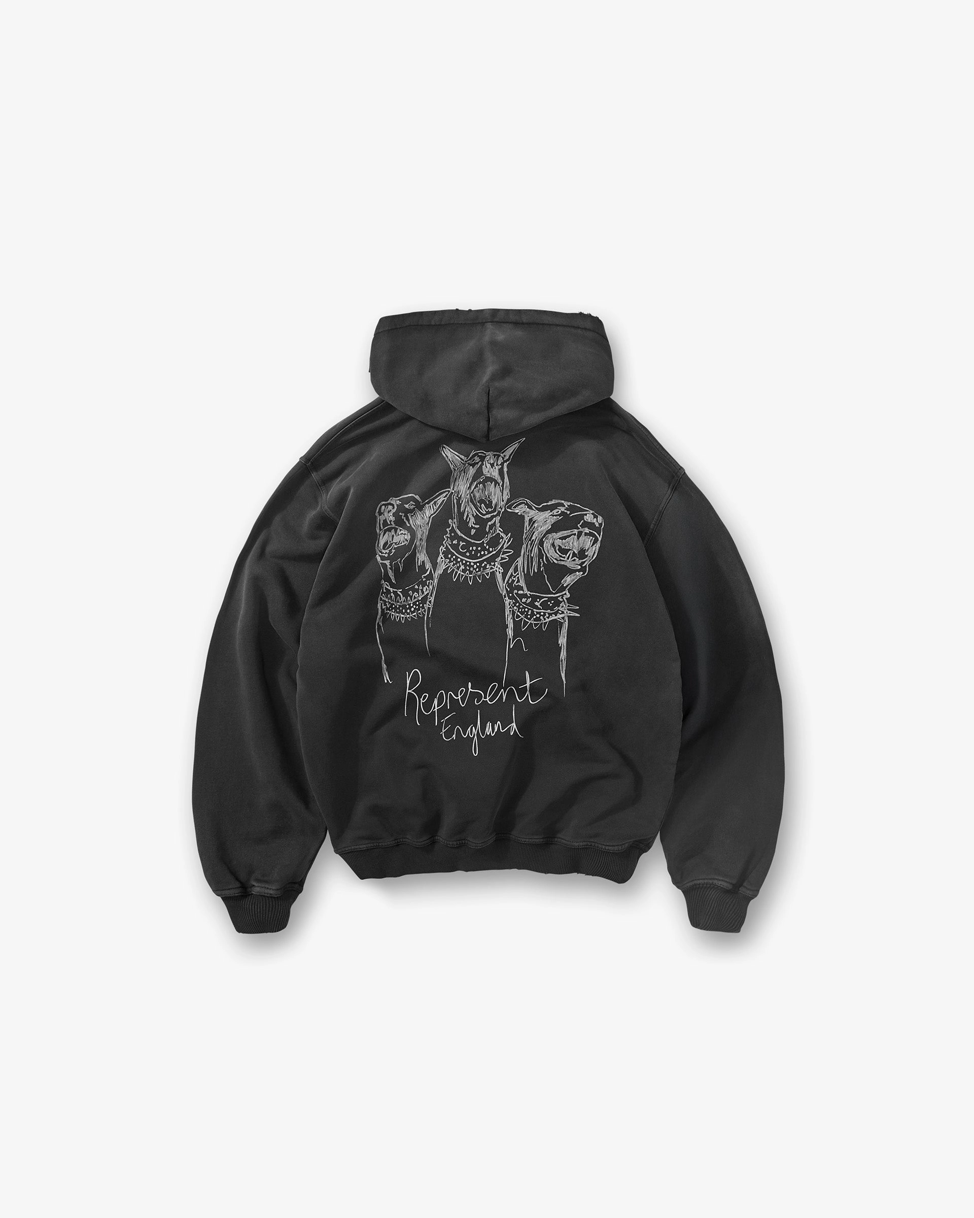 Hand Drawn Thoroughbred Hoodie - Aged Black Durable Reinforcements