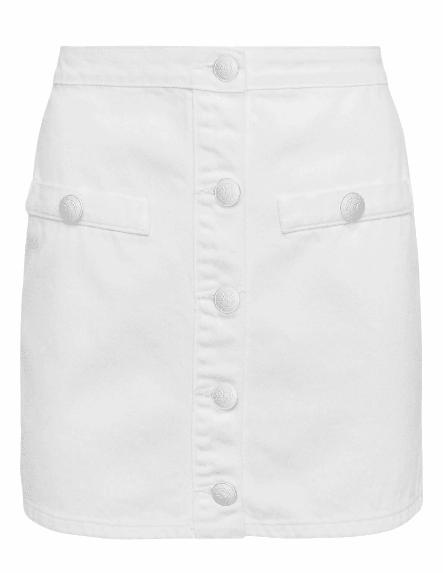 Curved Seam Construction Cool And Simple L'AGENCE Kris Button Front Denim Mini Skirt in White