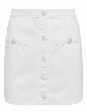 Curved Seam Construction Cool And Simple L'AGENCE Kris Button Front Denim Mini Skirt in White