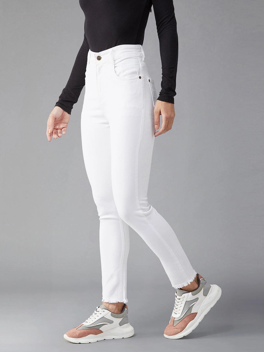 Outdoor Casual CHASEstretch? White Skinny High-Rise Bleached Ankle-Length Denim Jeans