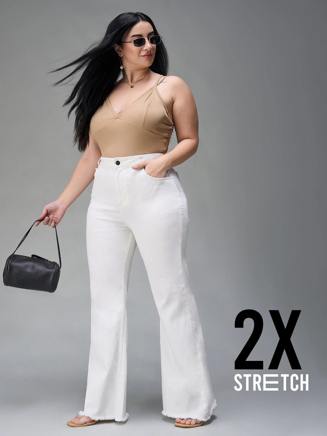 Multi Pocket Utility CHASEstretch? White Bootcut High-Rise Stretchable Denim Jeans