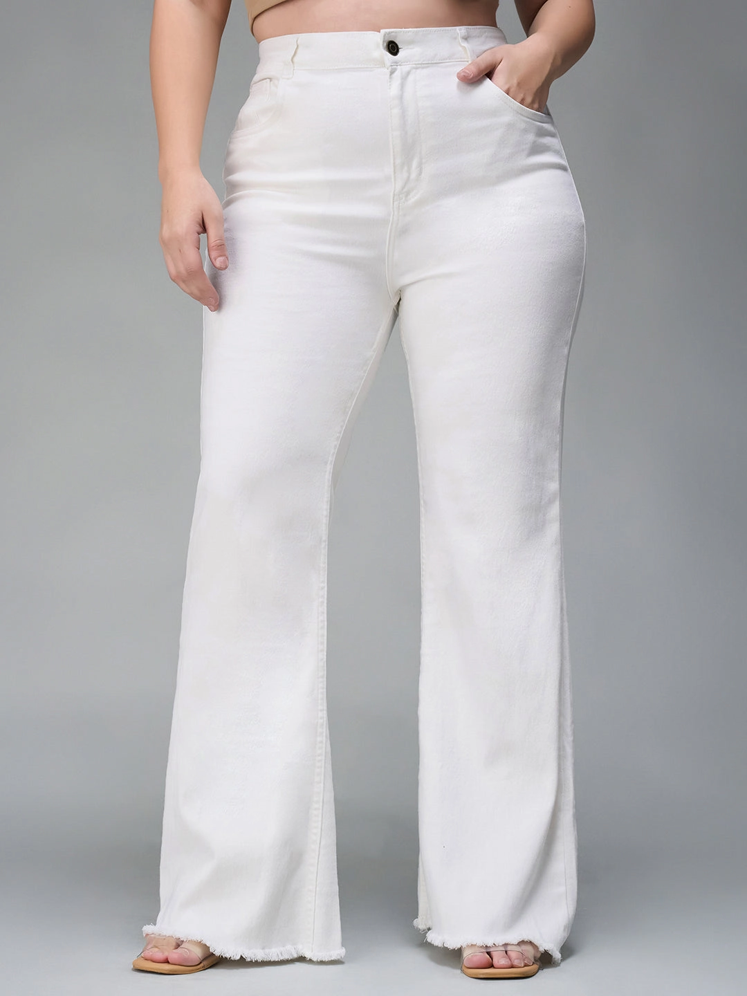 Nature Lover Outdoor Adventure Autumn Days Urban Uniform CHASEstretch? White Bootcut High-Rise Stretchable Denim Jeans