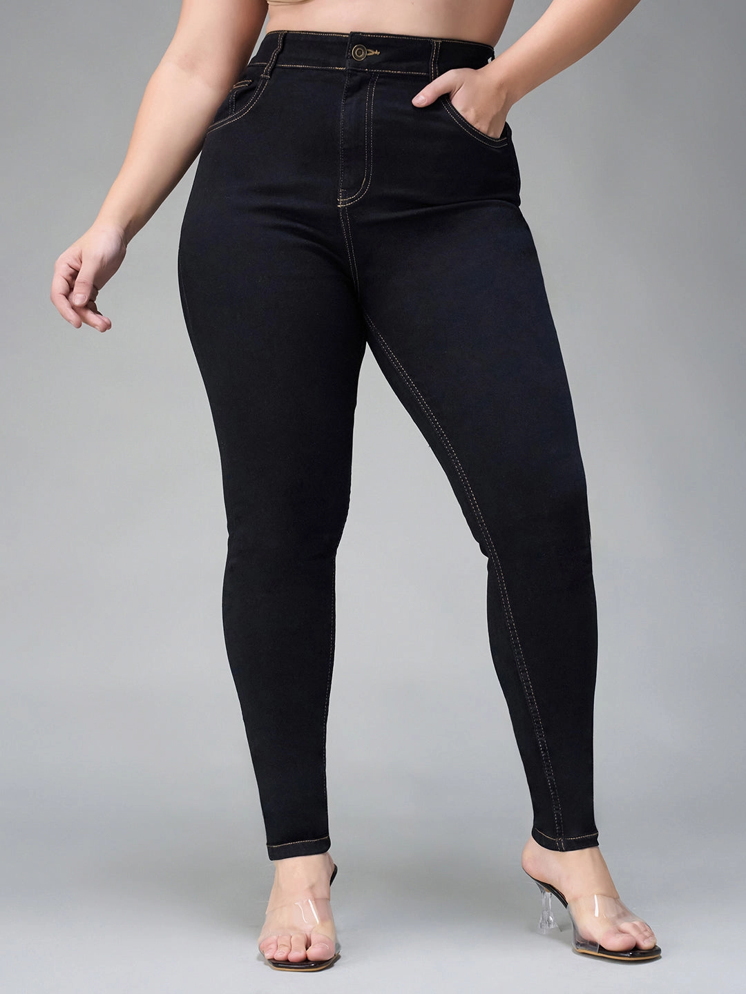 Comfort Fit Design Classic Vibe 24/7 Comfort Black Skinny High-Rise Stretchable Denim Jeans