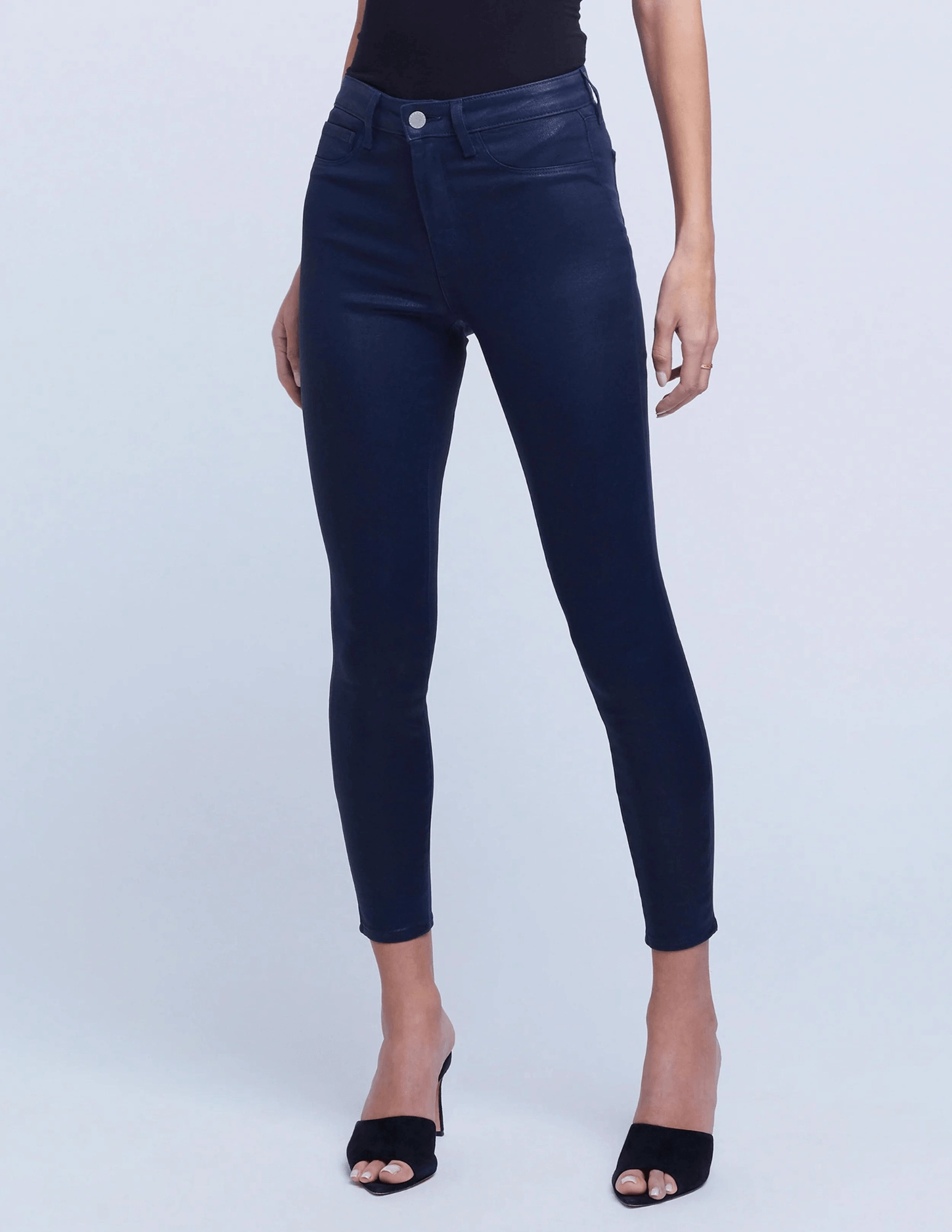 Basic Necessity L'AGENCE Margot High Rise Coated Jeans In Navy Coated
