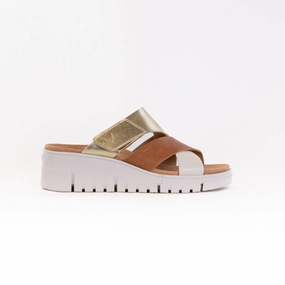 Light Utility Timeless Comfort Vionic Uptown Sunset Wedge Sandal (Women's) - Metallic Tan/Gold Leather