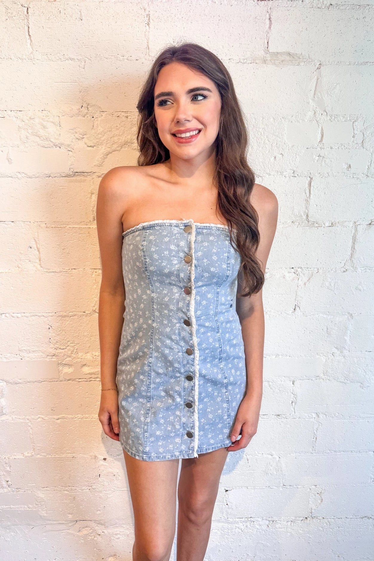 Wildflower Denim Dress Leg-Lengthening