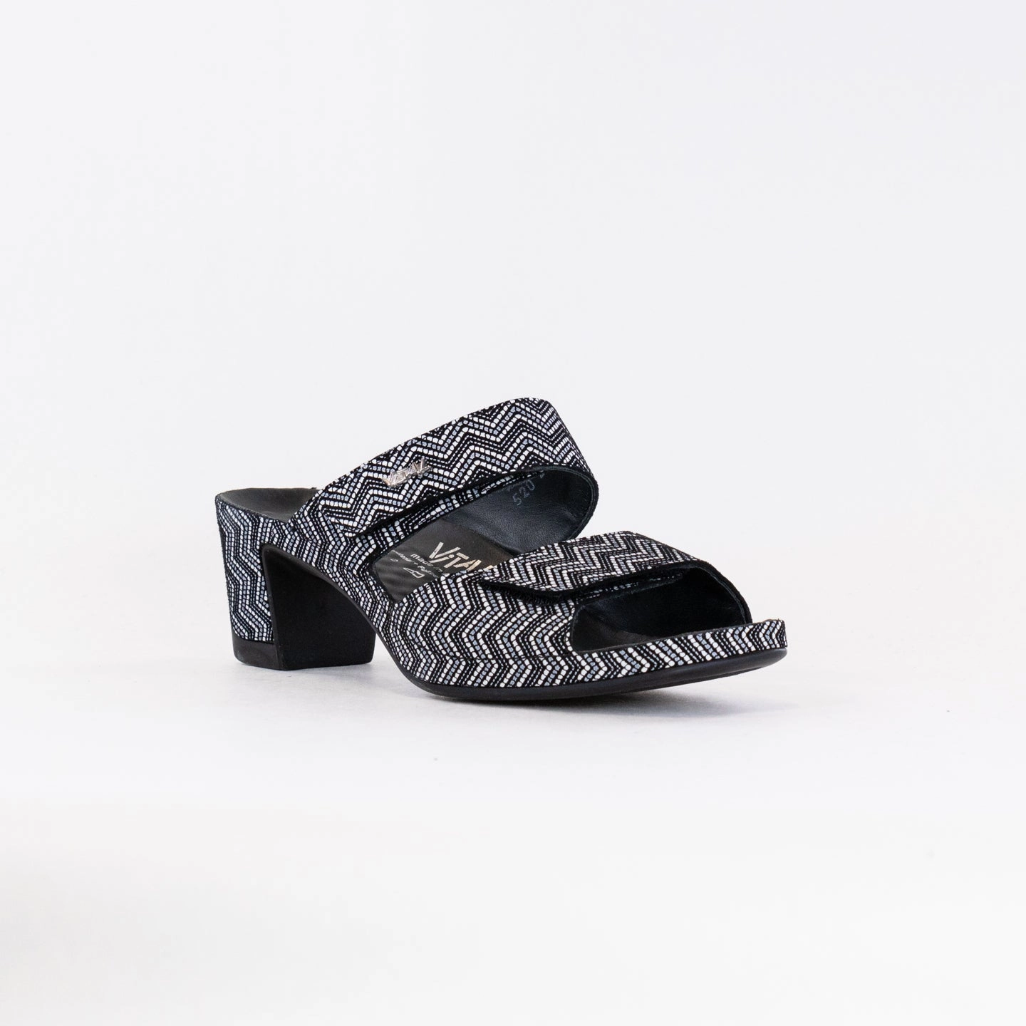 Vital Joy Mule Sandal (Women's) - Black Chevron Leather Clean Lines Sandal Cleaning