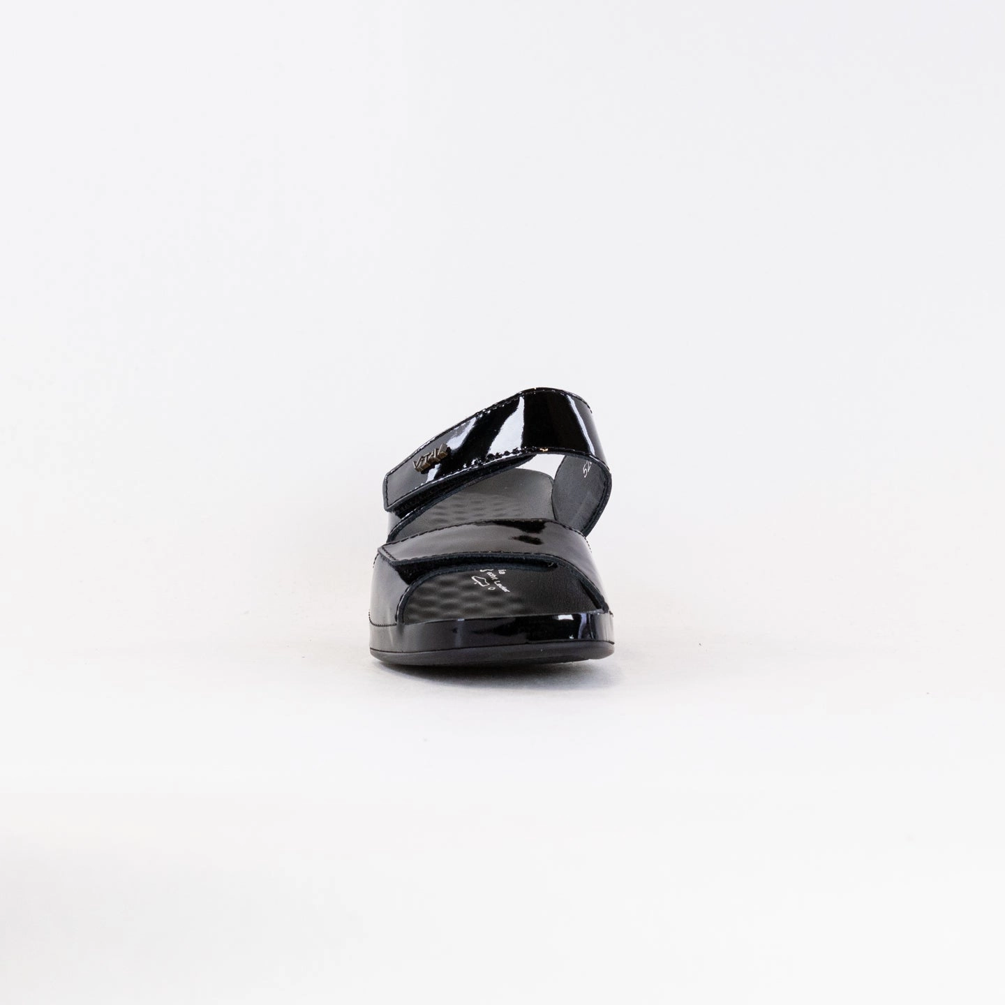 Vital Joy Mule Sandal (Women's) - Black Patent Elastic Strap Everyday Pick