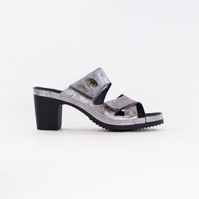 Easy Entry simple design Vital Petra Mule Sandal (Women's) - Platinum Metallic Leather