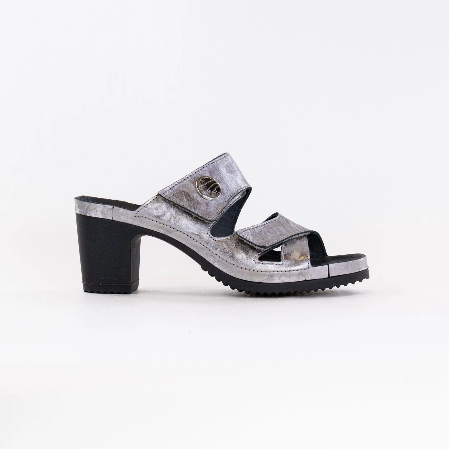 Easy Entry simple design Vital Petra Mule Sandal (Women's) - Platinum Metallic Leather