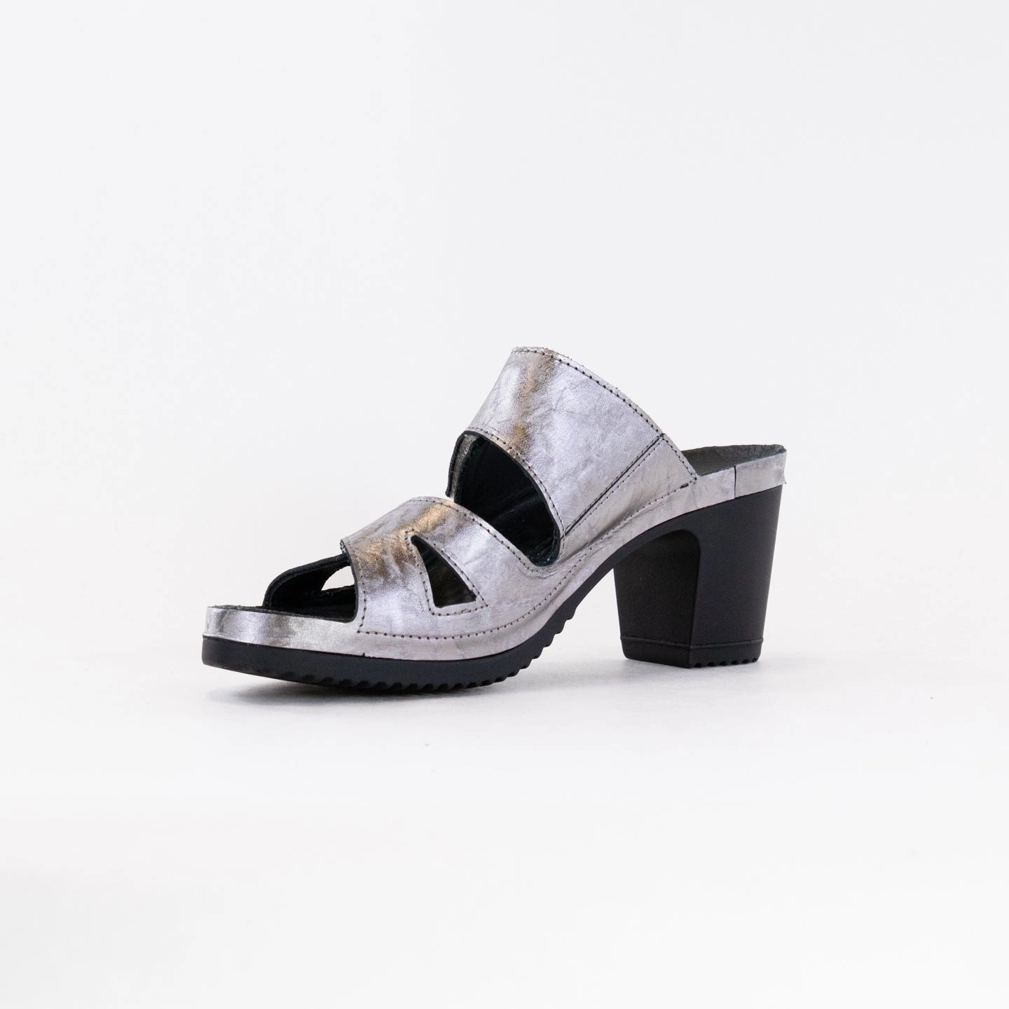 hollow design Water Resistant Design Vital Petra Mule Sandal (Women's) - Platinum Metallic Leather