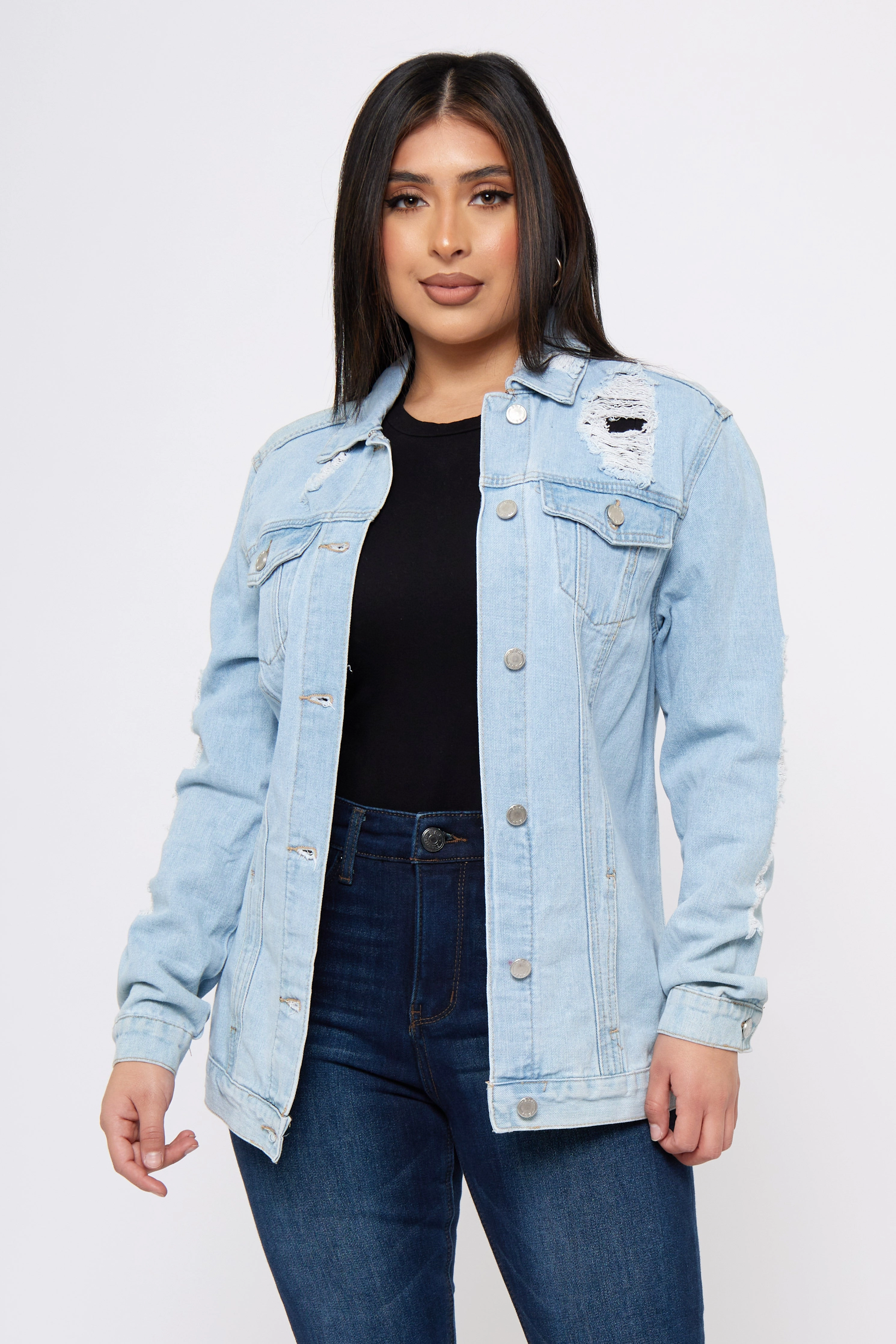 Modern Street Voodoo Child - Distressed Denim Jacket Active Base