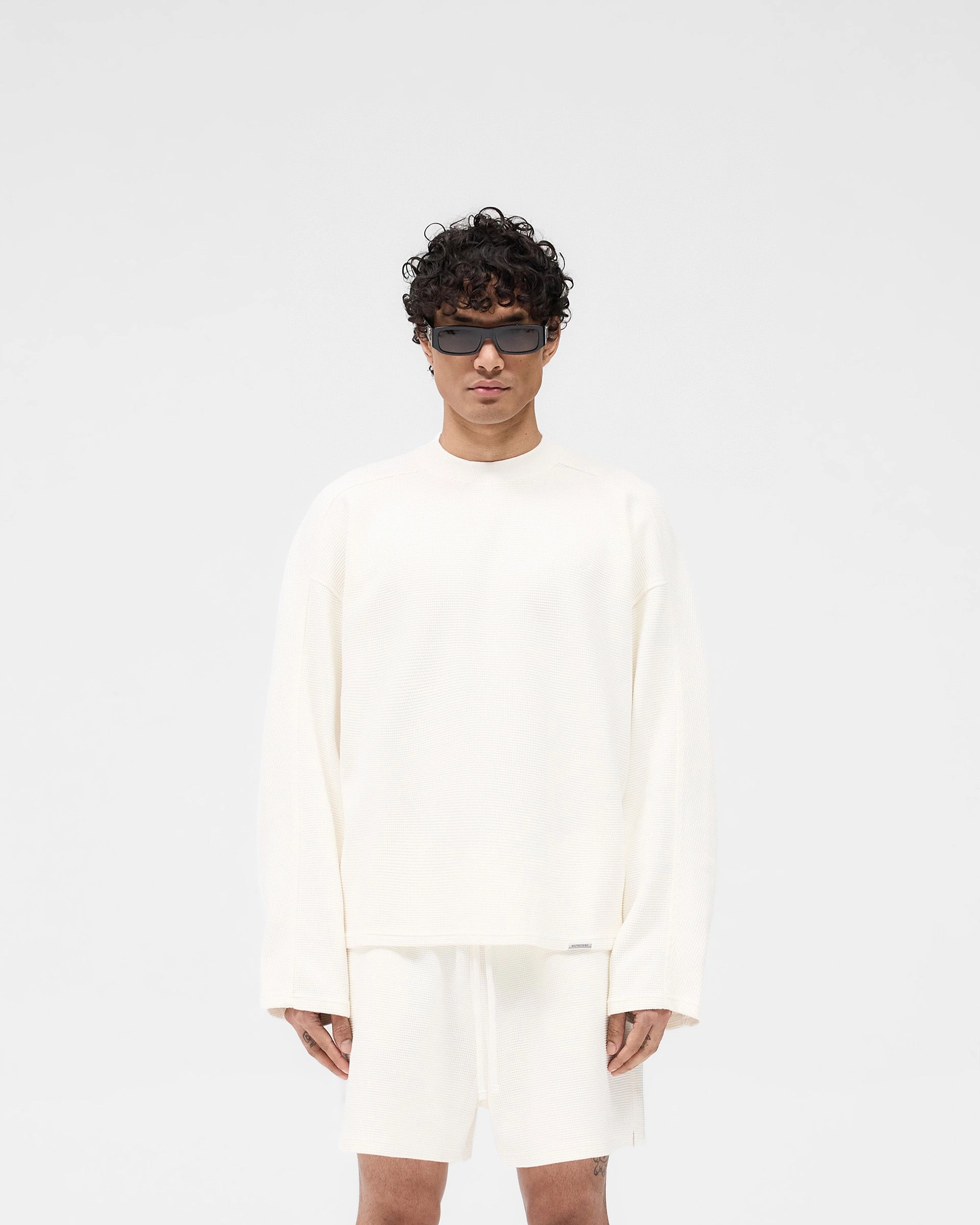 Waffle Long Sleeve T-Shirt - Flat White Perfect for Outdoors