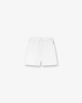 Non Binding Leg Openings Lace trim Waffle Shorts - White