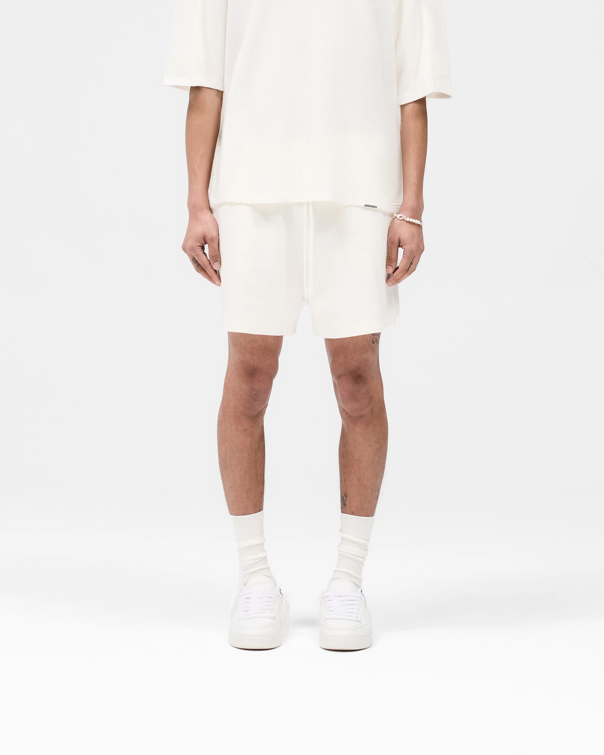 Waffle Shorts - White Fashion Fit Parka