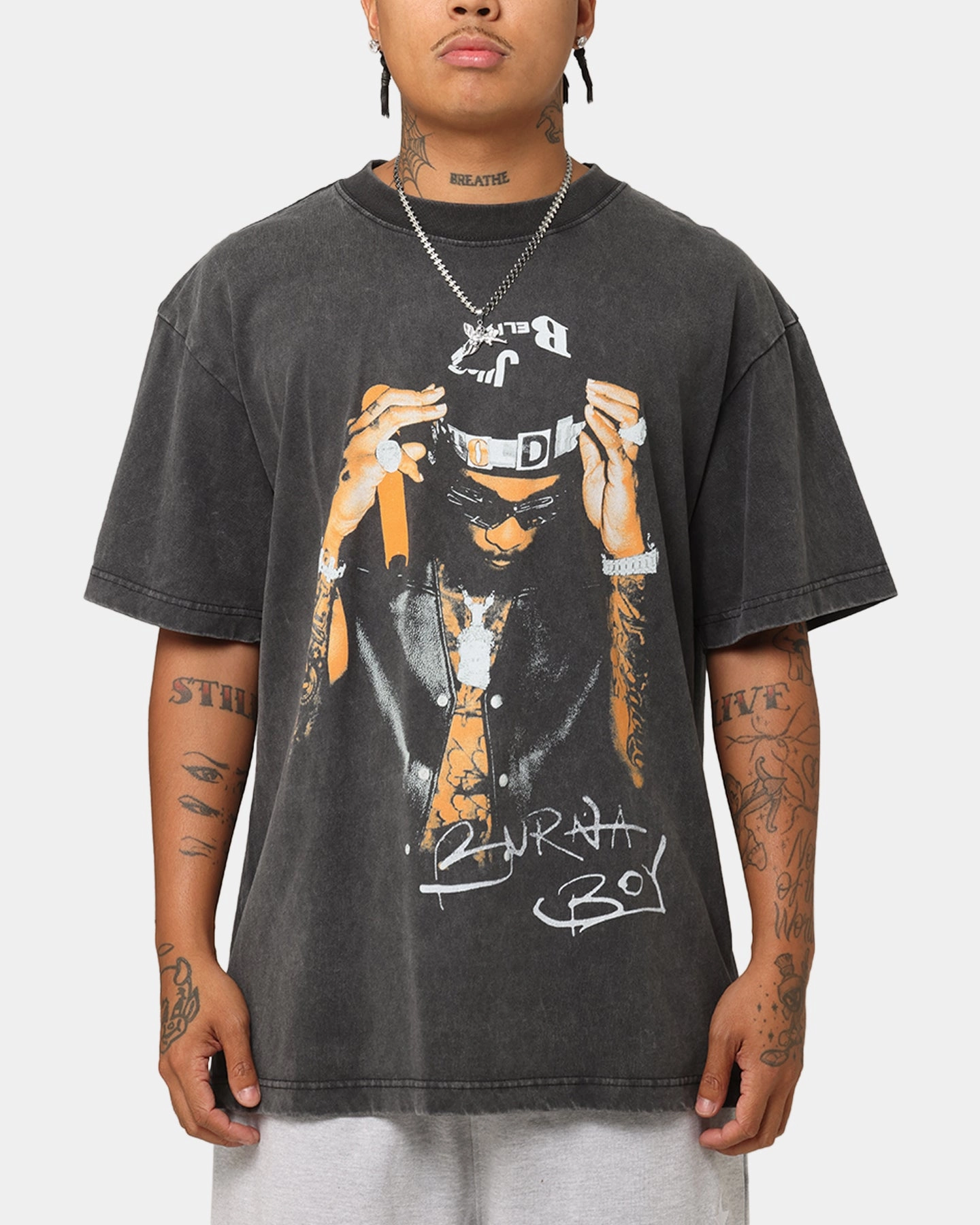 Non Restrictive Cut Warner Music Burna Boy T-Shirt Black