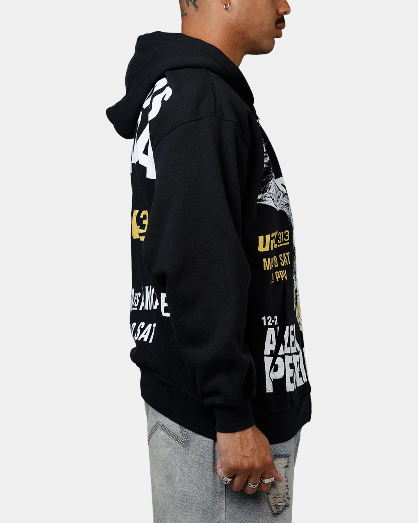UFC By Culture Kings Alex Pereira 313 Zip-Up Hoodie Black WrinkleFree Finish Reflective accents