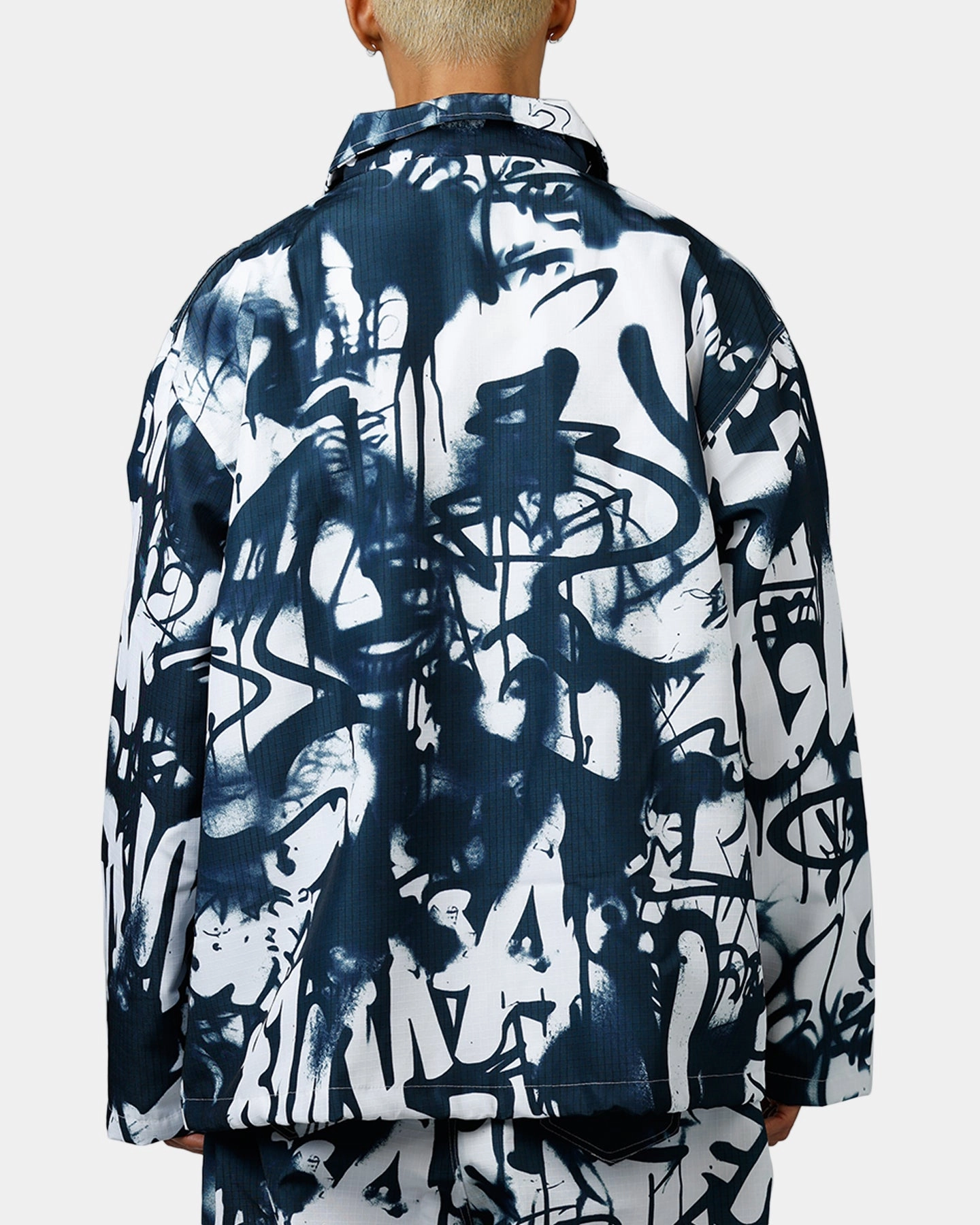 Slim Look Fit MNML Graffiti Coach Jacket Black/White