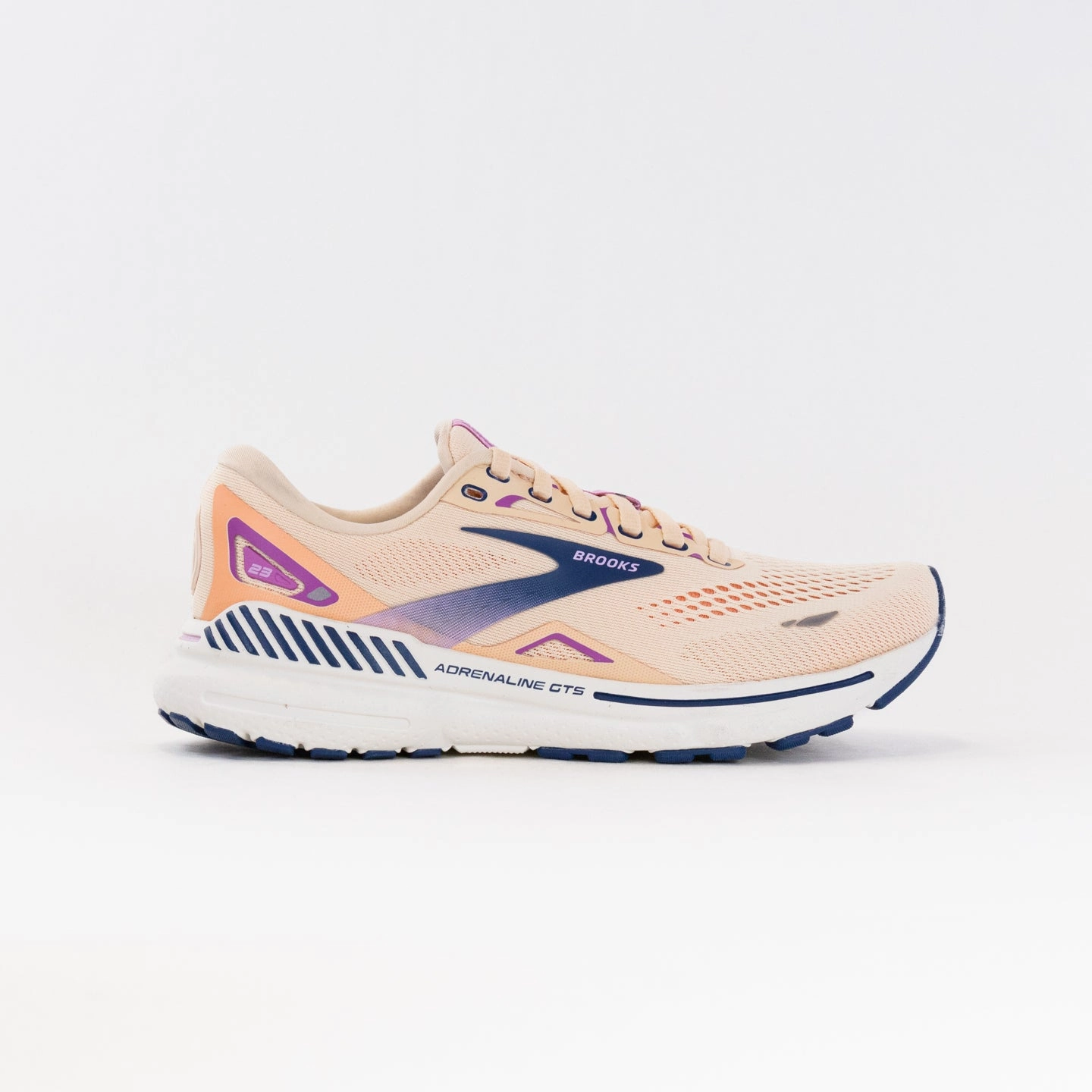 Brooks Adrenaline GTS 23 (Women??s) - Apricot/Estate Blue/Orchid Non Marking Sole casual running shoes