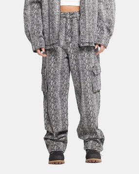 XXIII Snake Skin Cargo Pants Black Snake Print Breathable Layer