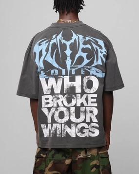 Loiter Angel Number Vintage T-Shirt Charcoal HighStretchElastic DoubleStitching