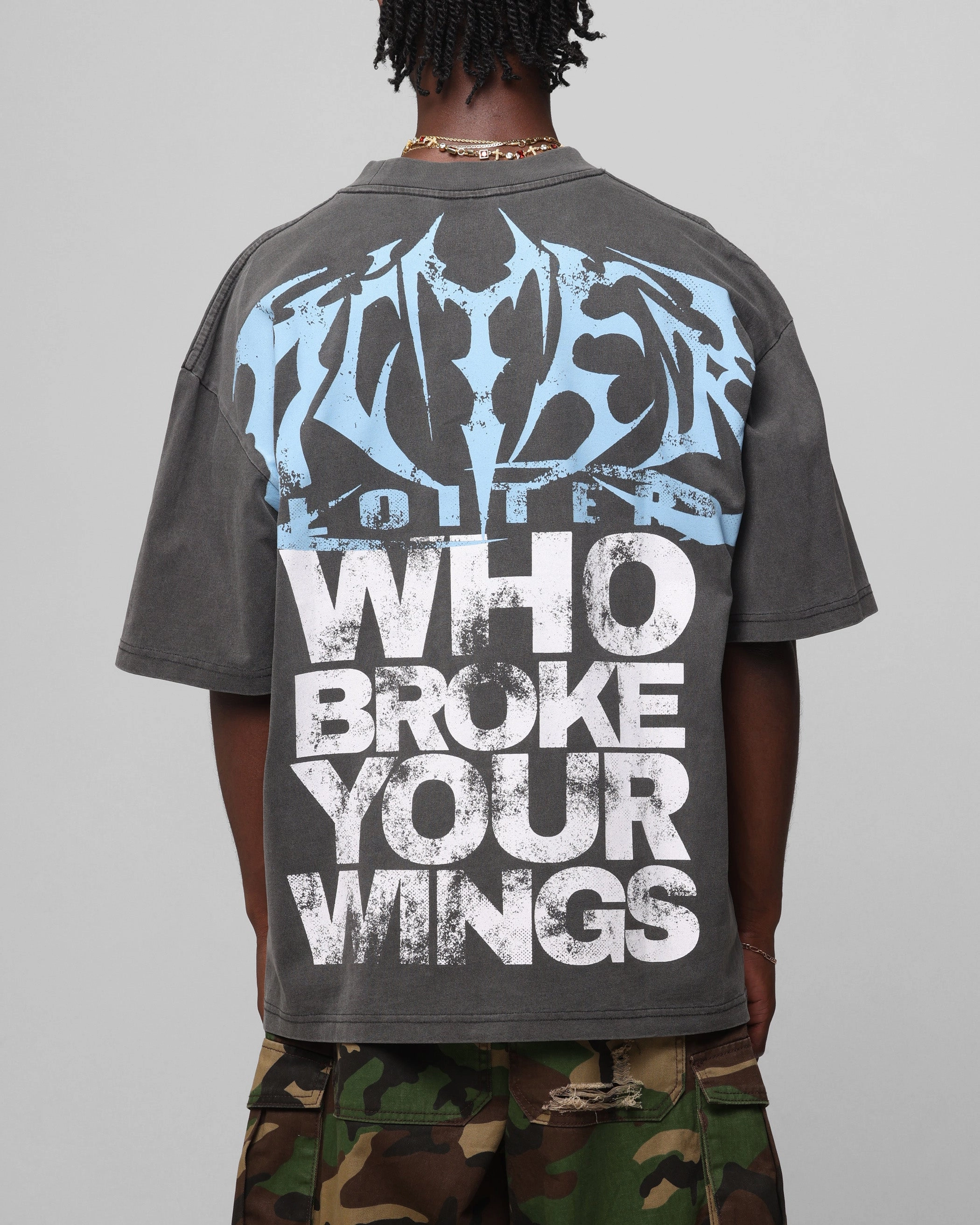 Loiter Angel Number Vintage T-Shirt Charcoal HighStretchElastic DoubleStitching